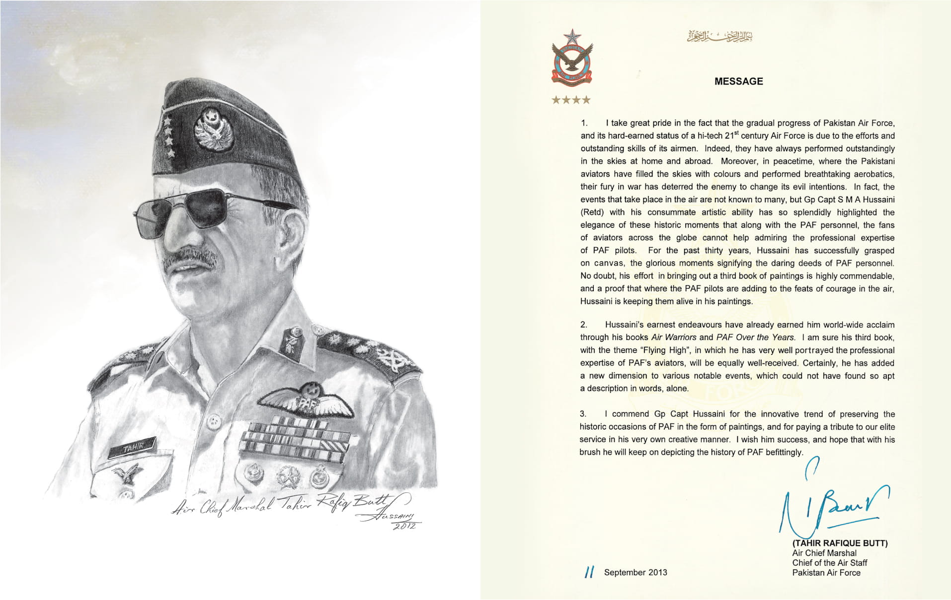 Message from Chief of the Air Staff - Air Chief Marshal Tahir Rafique Butt