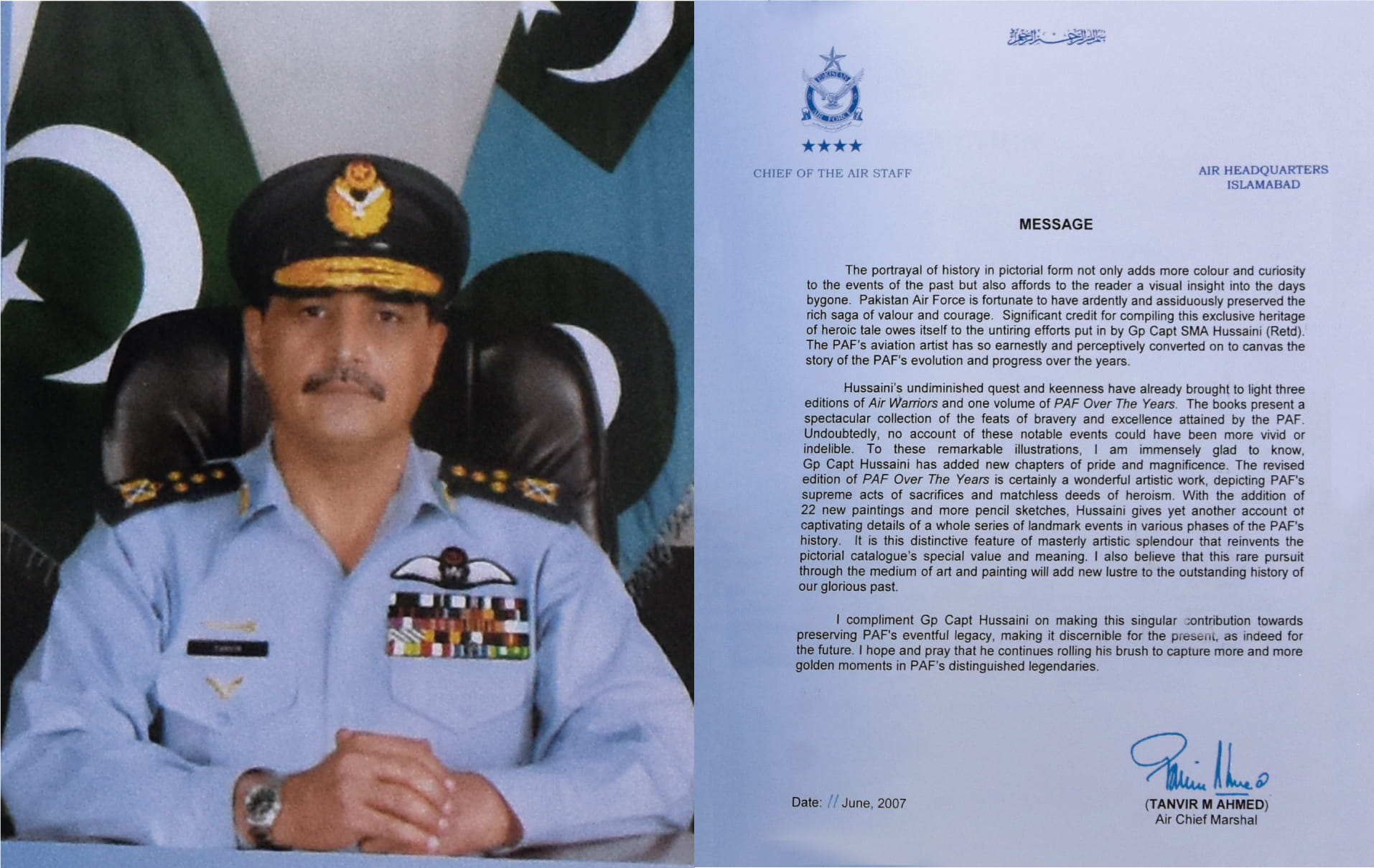 Message from Chief of the Air Staff - Air Chief Marshal Tanvir Mahmood Ahmed