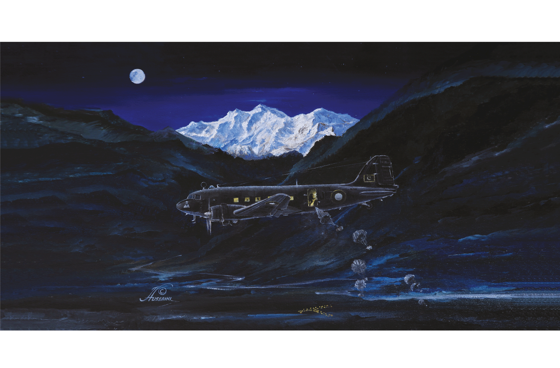 WING COMMANDER M. ASGHAR KHAN LEADS A NIGHT SUPPLY DROP MISSION TO SUPPORT PAKISTAN ARMY TROOPS FIGHTING IN THE 1947-48 KASHMIR WAR