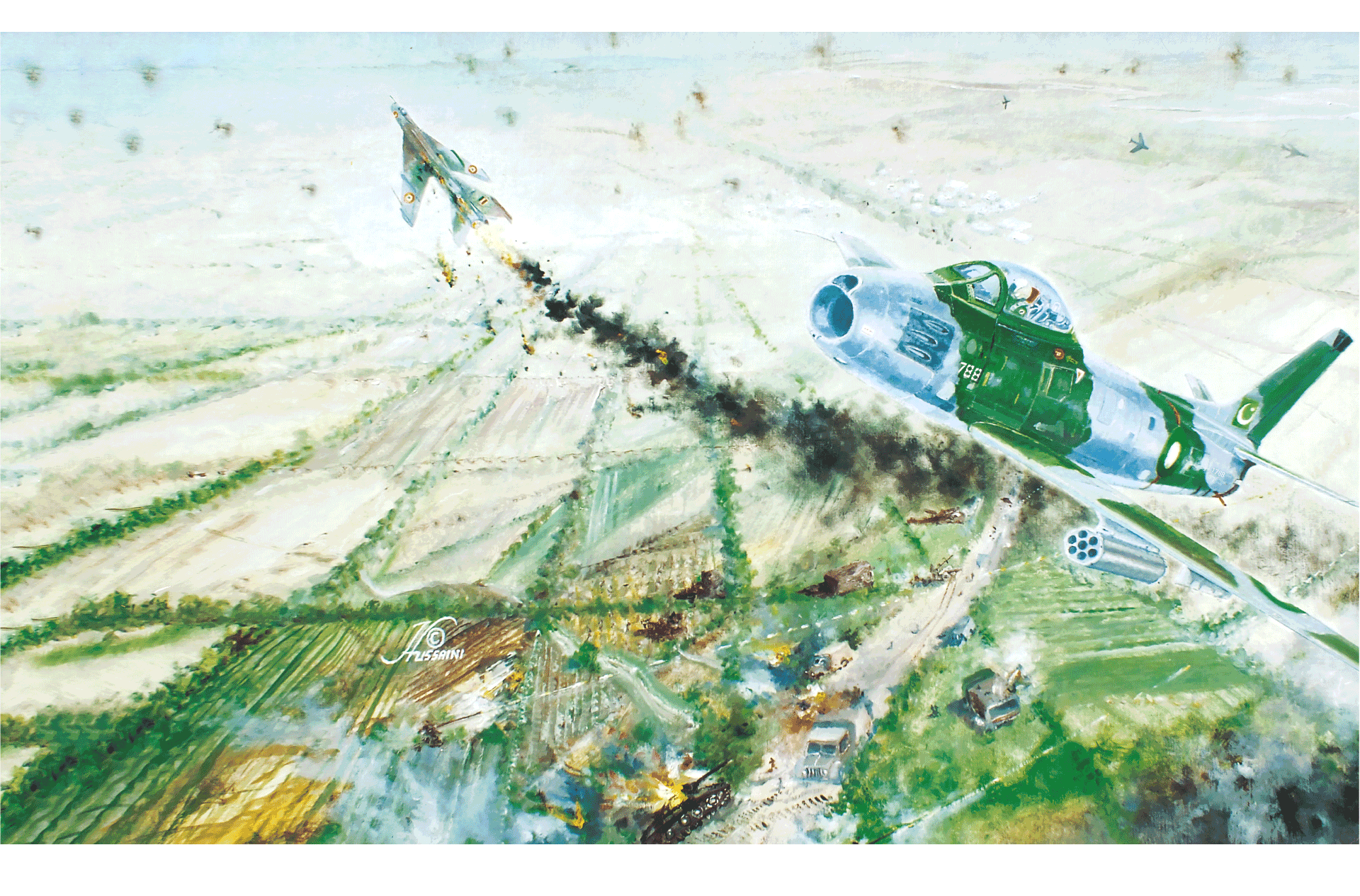 AMID AN EXCITING SWITCH FROM CLOSE SUPPORT TO DOGFIGHT, THE SQUADRON COMMANDER’S PATIENCE IS REWARDED WITH AN SU-7 KILL FOR NO. 18 SQUADRON