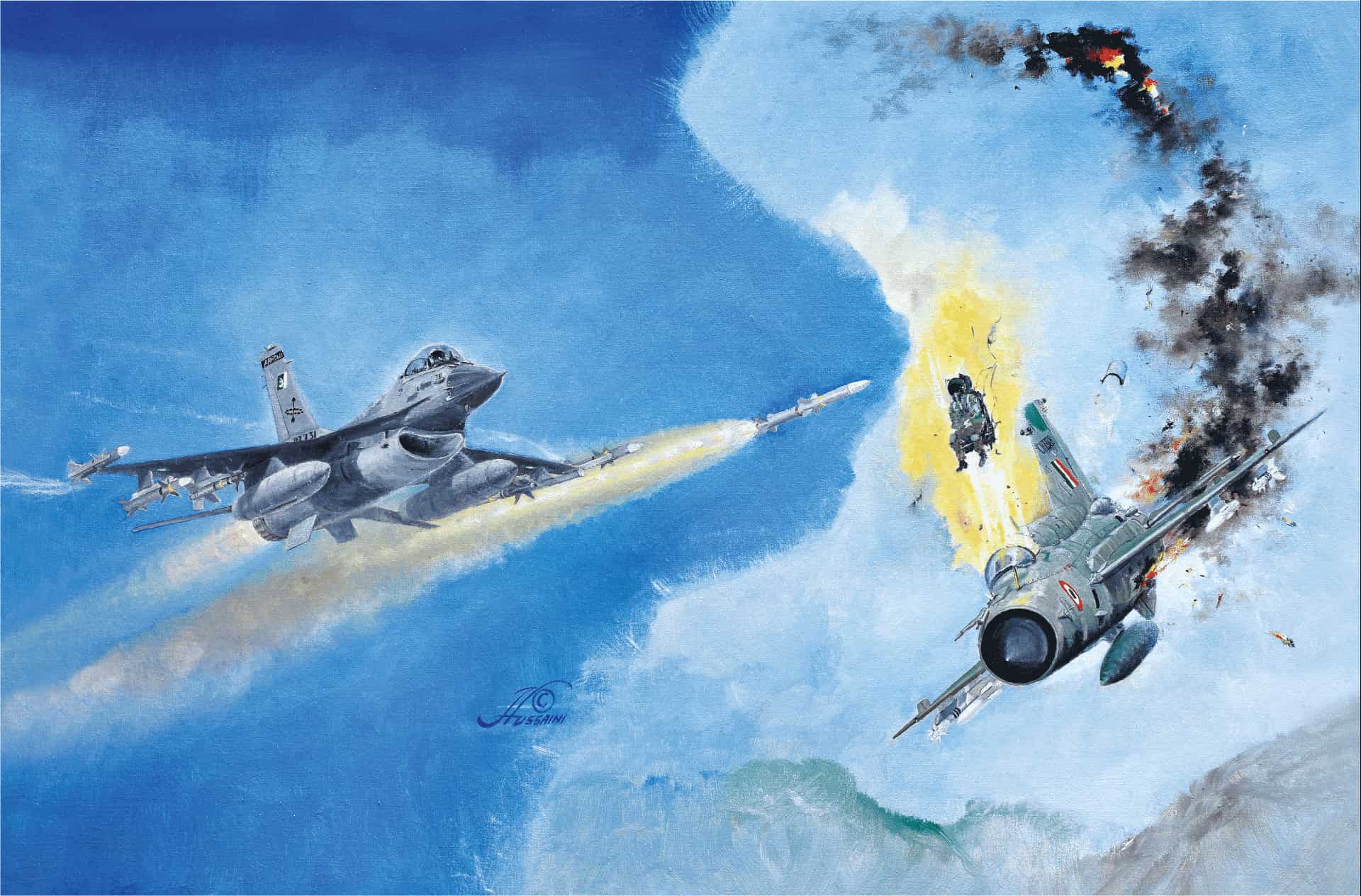 COMMANDER OF 29 SQUADRON DOWNS A MIG-21 BISON IN PAKISTANI AIRSPACE