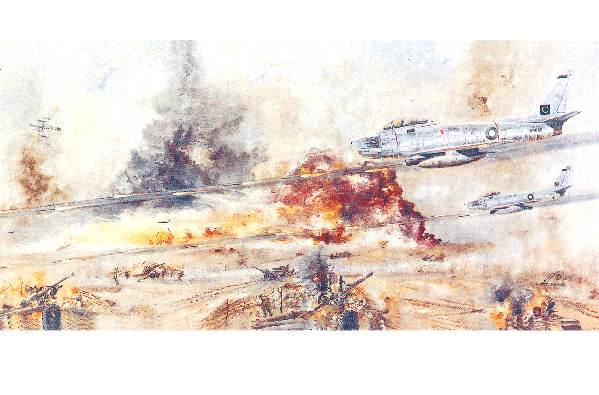 F-86s STRIKE HEAVY GUNS AT WAGAH