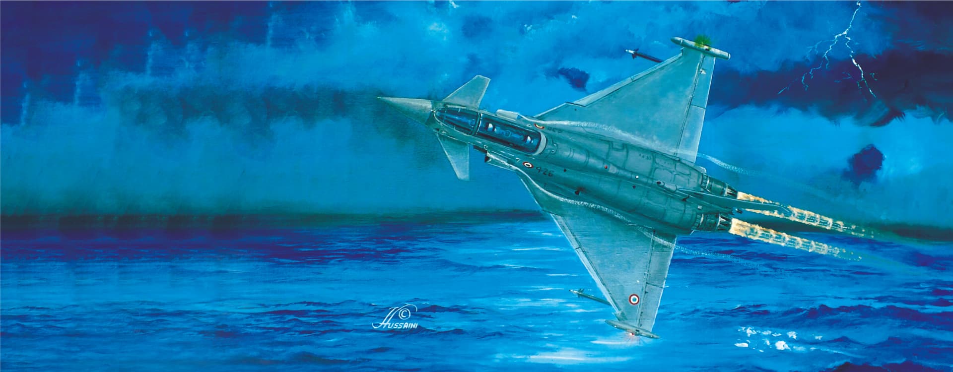 Air Commodore Sohail Aman evaluates the Typhoon aircraft - Aviation art by Hussaini