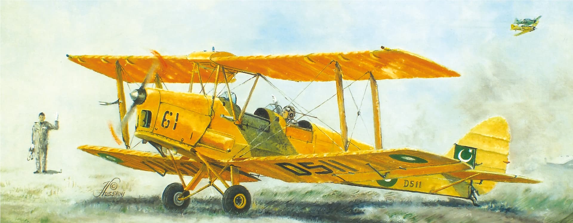 Air Marshal M. Sadruddin begins his mission - Aviation art by Hussaini