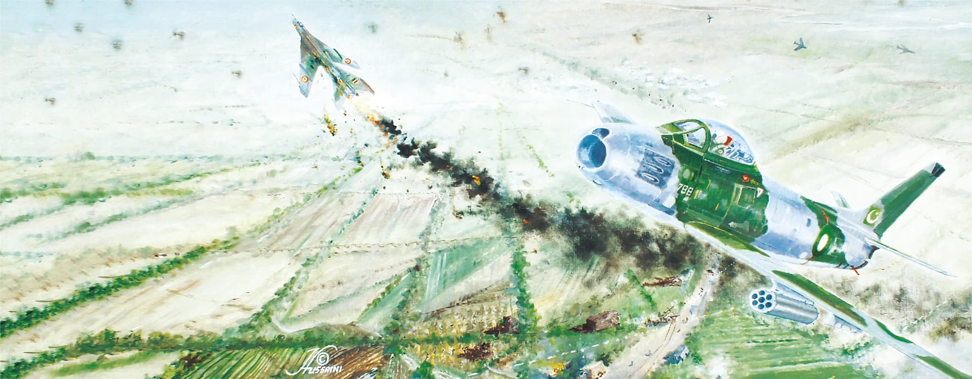 Amid an exciting switch from close support to dogfight - Aviation art by Hussaini