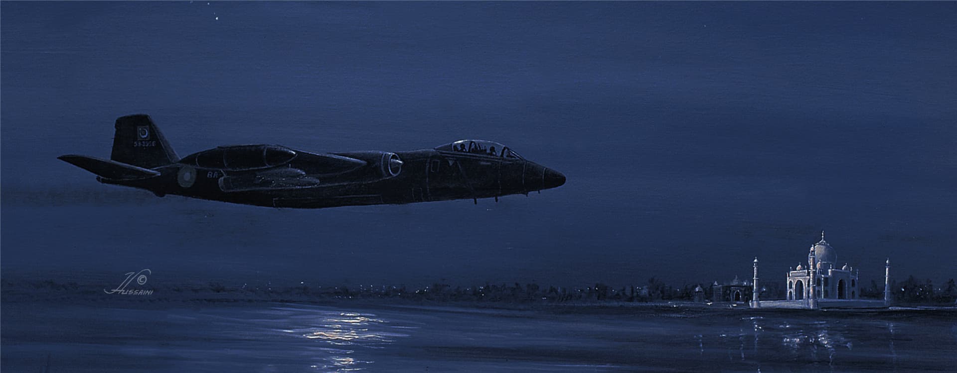 Deep night strike against Agra air base - Aviation art by Hussaini