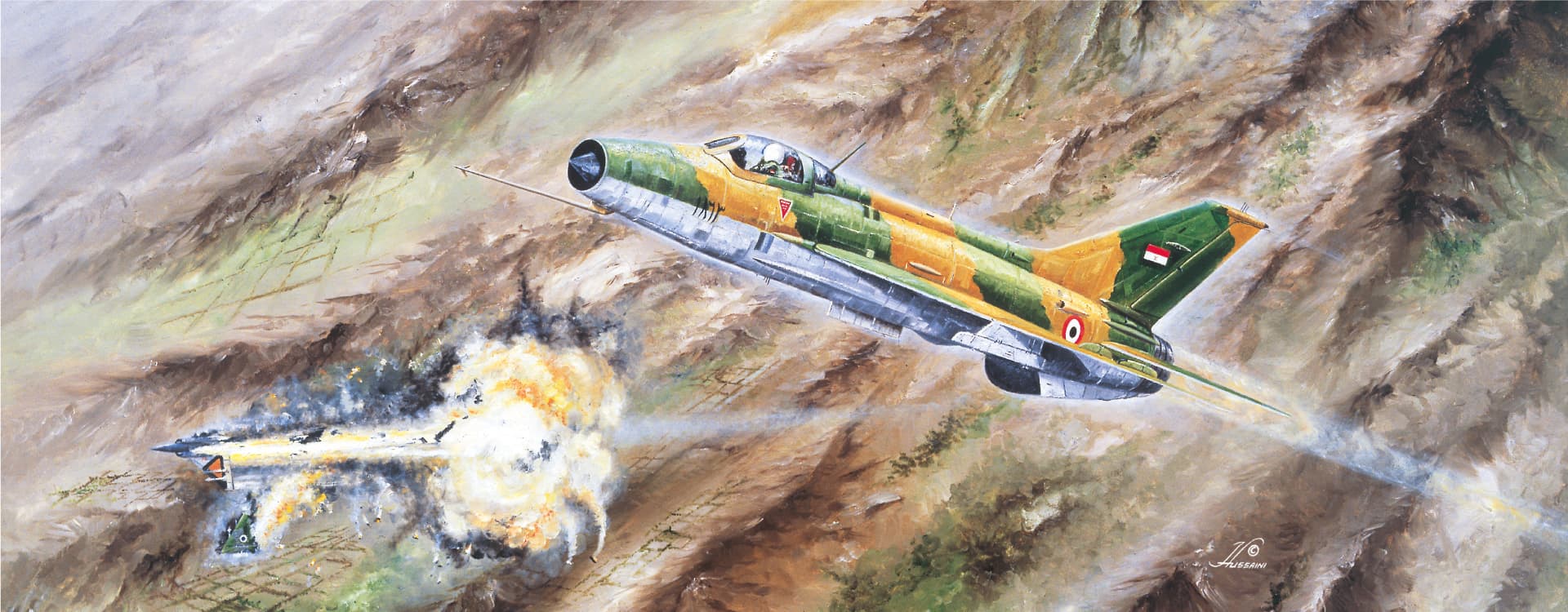 PAF pilot downs an Israeli Mirage - Aviation art by Hussaini