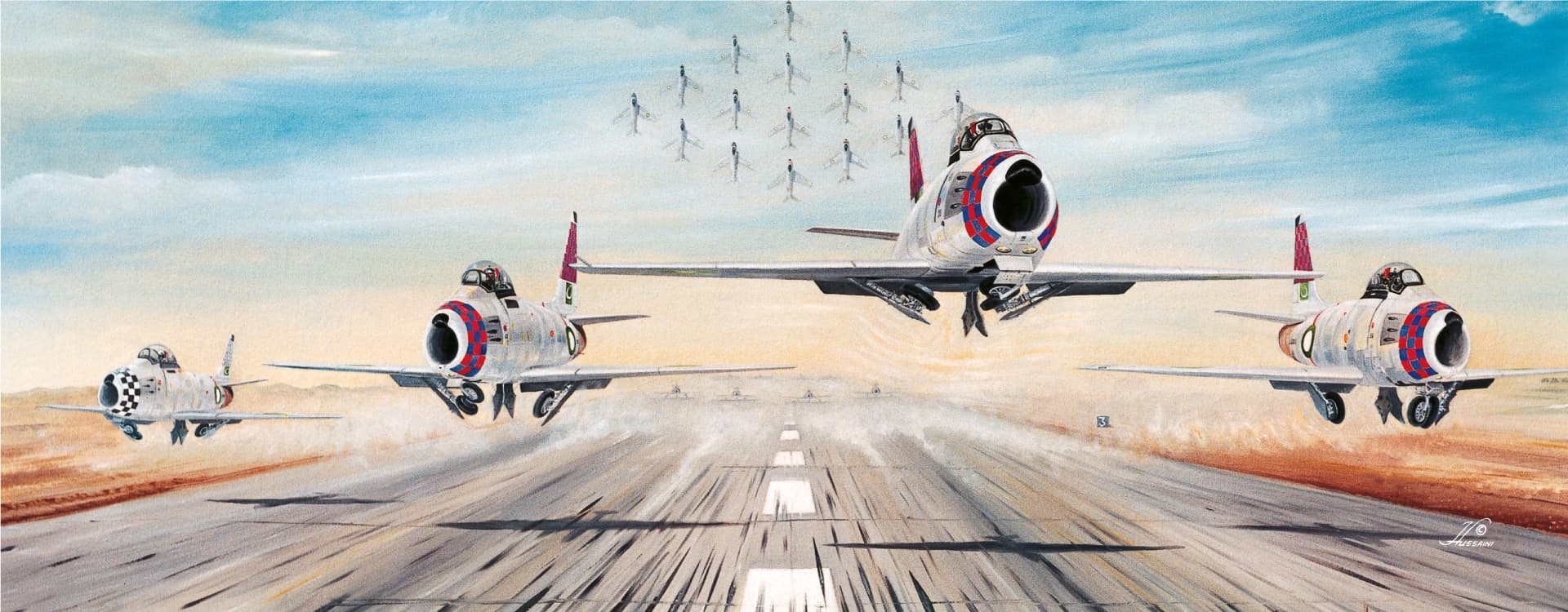 The PAF Falcons make history - Aviation art by Hussaini
