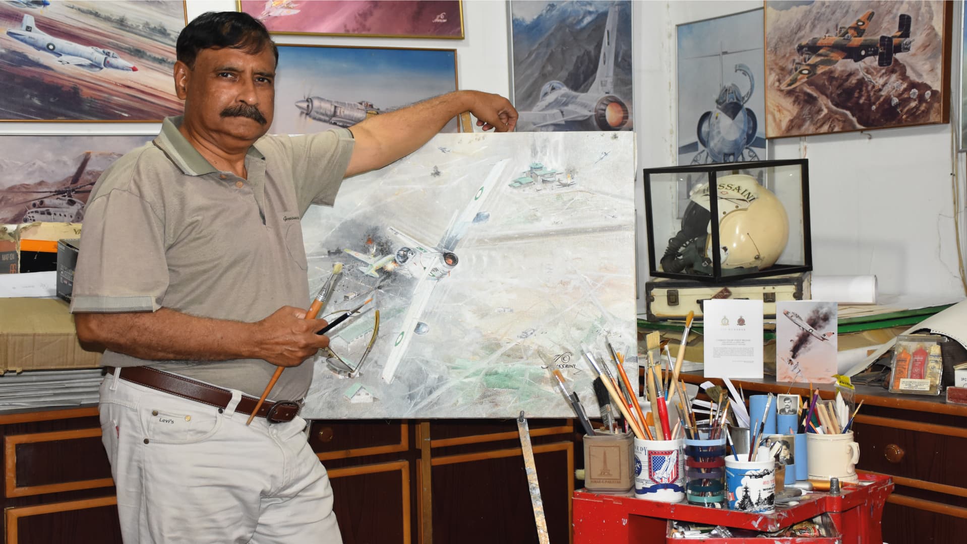Hussaini in his studio