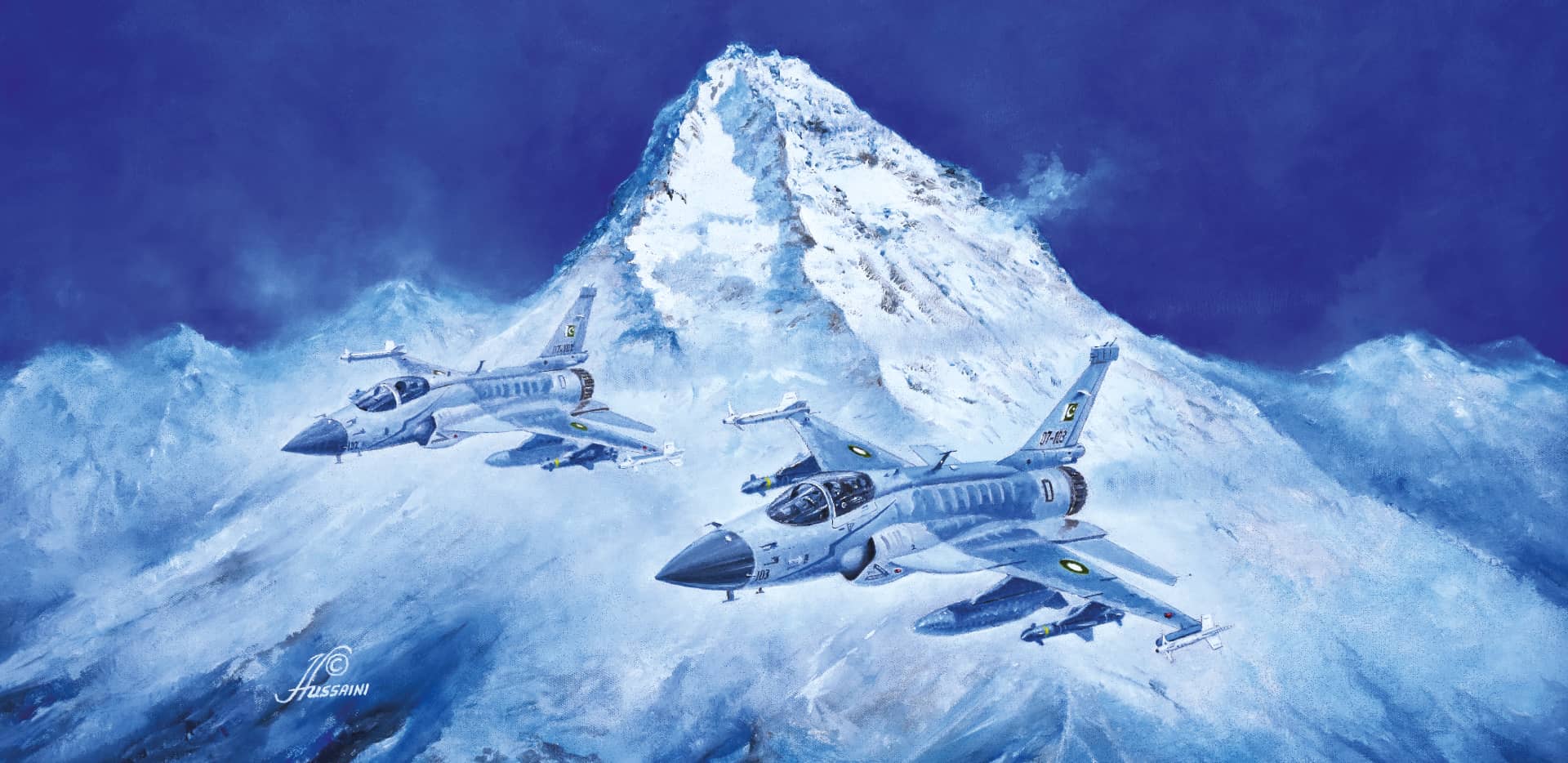 F-104 SQUADRON COMMANDER MERVYN L. MIDDLECOAT LEADS A FORMATION OF FOUR STARFIGHTERS IN THE NORTHERN AREA